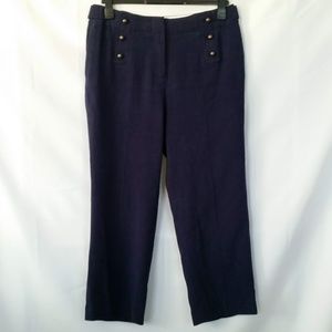 Soft Surroundings 10 Ankle Pants Navy Linen Blend